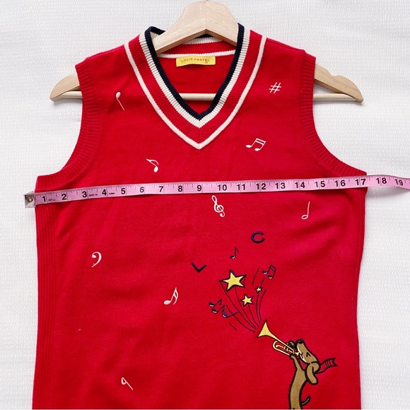 Vintage Preppy Embroidered Music Notes & Dog Sweater Vest - Picture 4 of 8